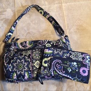Bella Taylor Quilted Bag &Wallet set Purple & Blue
